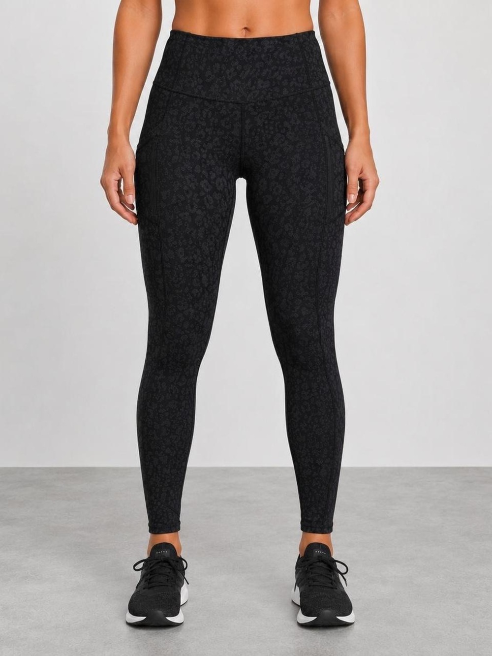 Athleta Rainier Reflective Black Leopard Leggings